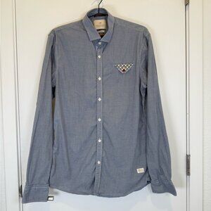 Scotch & Soda Blue Button Down Shirt with Patterned Pocket
